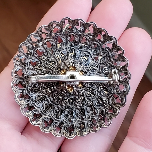 Vintage brooch Faux turquoise with brass / iron - Picture 2 of 6